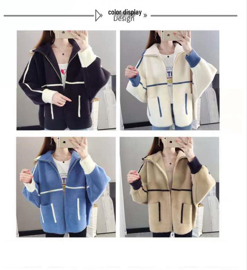 Women's Autumn & Winter Knit Cardigan: Loose Denim College Style Versatile Casual Outerwear