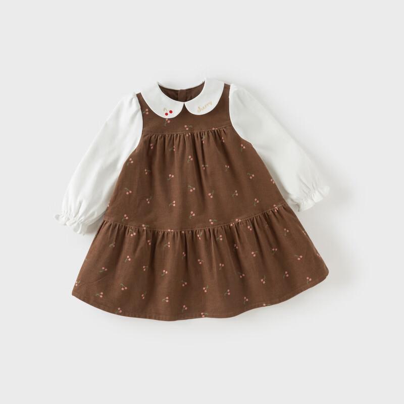 DAVE&BELLA Girls' Corduroy Faux Two-Piece Dress