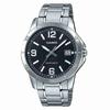 Casio MTP-V004D-1B2 Silver Chain Black Analog Dial Wrist Watch / Classic Watch, Authentic Casio