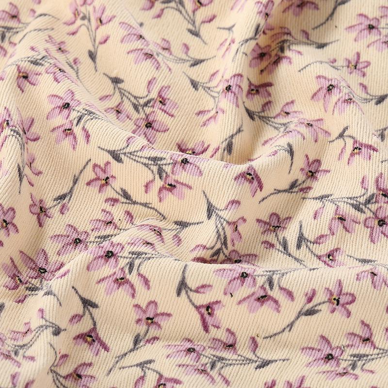 New corduroy fabric Small floral women's fashion casual wear material printed corduroy nylon polyester fabric DIY handmadesewing