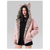 Women's New American Leopard Cat Ears Short Section of Cold Lightweight Thickened Padded Warm Loose High-quality Fabric Casual Sports Cotton Clothing