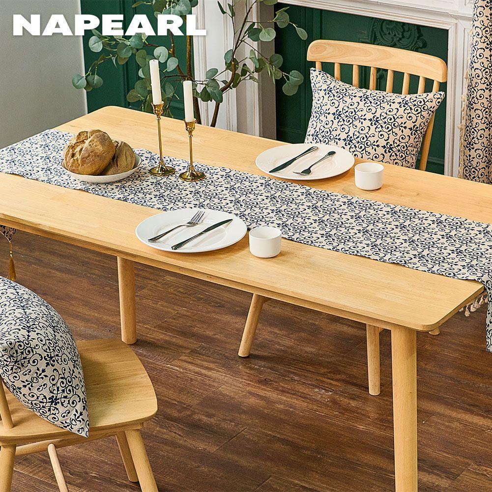 1PC NAPEARL Retro Chinese Blue and White Porcelain Printed Cotton and Linen Table Runner for Dining Table Coffee Table Home Decor