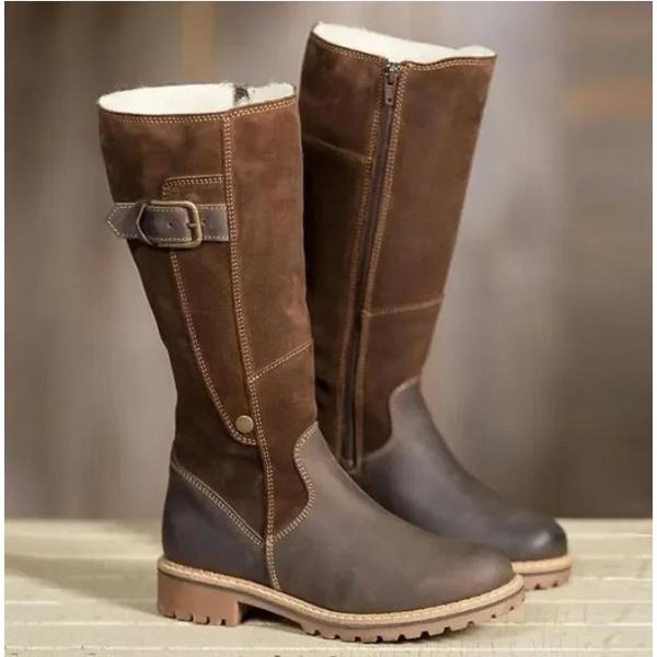 

Women Winter Plus Size Boots Leather PlusSize Warm Ladies Snow High Flats Fur 563 Warm Protection for Cold Weather Conditions 39