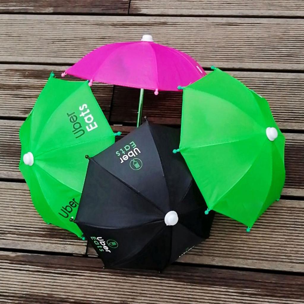 Printed Biker Small Umbrella Delivery Man Mini Cell Phone Sunshade