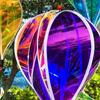 Hot Air Balloon Spinners Plastic Color-changing Film Wind Spinners Striped Tie Dye Rainbow Colors Rotating Windmill Pinwheels