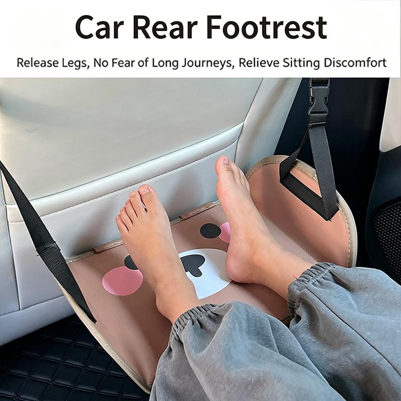 Portable Adjustable Car Rear Seat Foot Hamk Cartoon Bear Hanging Footrest for Travel, Office Car Interior Comfort Supplies