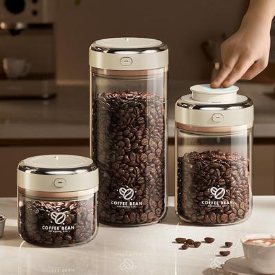 Moisture-proof Coffee Beans Vacuum Sealed Tank Large Capacity Transparent Glass Food Storage Jars with Exhaust Valve