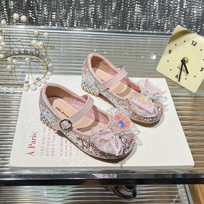 Children's Princess Shoes Spring Children's Small High-heeled Single Shoes Baby Performance Crystal Shoes Shiny Soft-soled Shoes