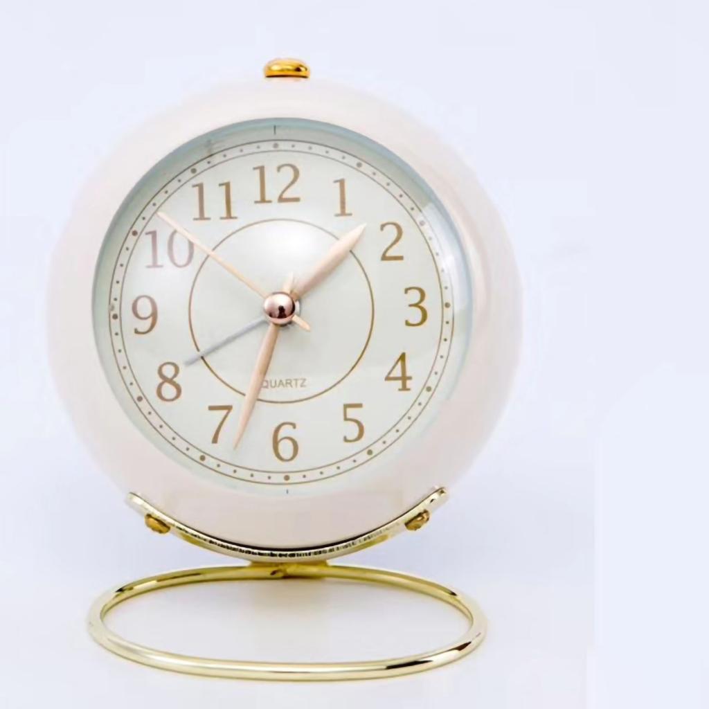 Small Round Clock Circular Base Mute Corrosion Resistance Quartz Bedside Alarm Clock with Night