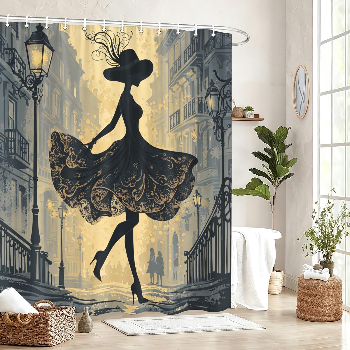 

Fancy Art Printed Polyester Shower Curtain - Stylish Bathroom Decor, Fashionable Bath Linen For Home Hotel W60H190(CM)-1 Pcs