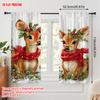 2pcs   plane printing Creative Curtains Christmas Elk Durable 100% Polyester Fabric (without rod) Outdoor Decorations Ldeal for