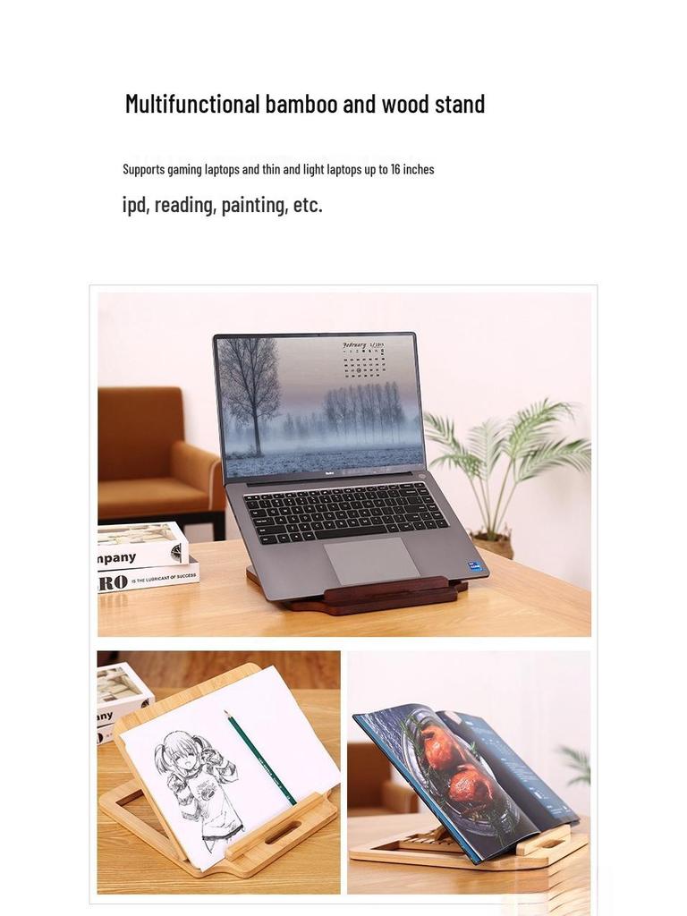 Portable Solid Wood Folding Stand for Laptops, Desktops, and Tablets