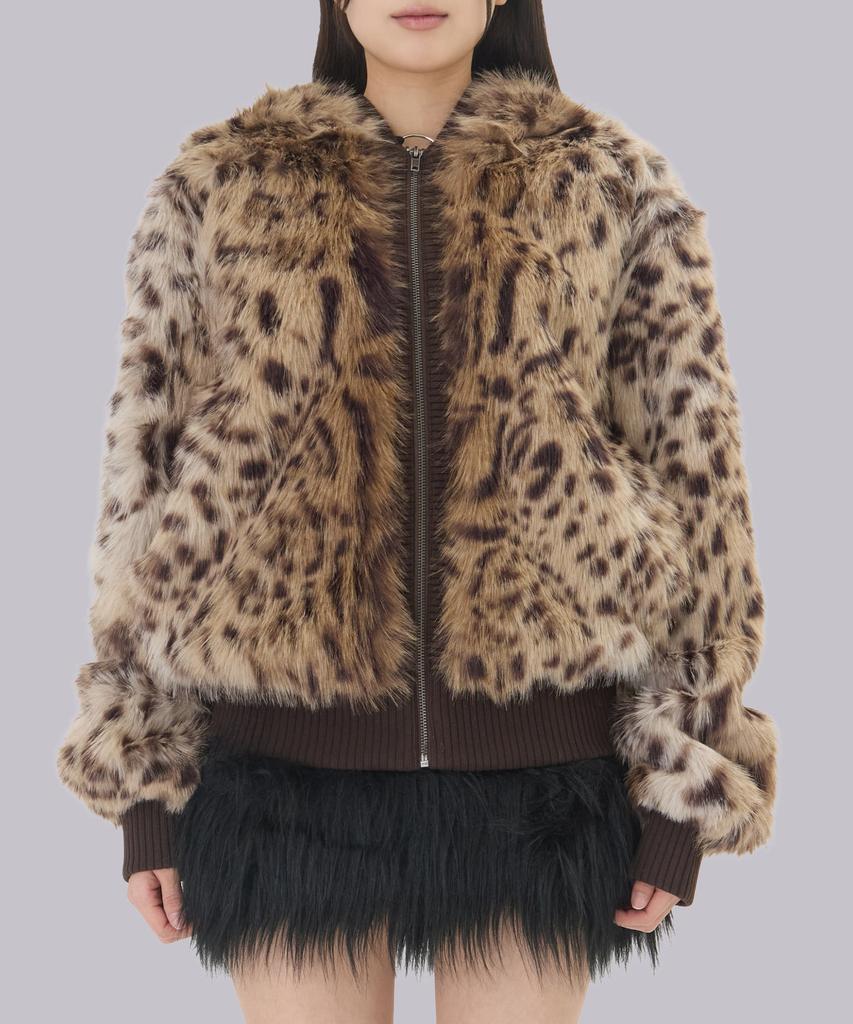 Jaded London (U) Bear Leopard Faux Fur Jacket Brown