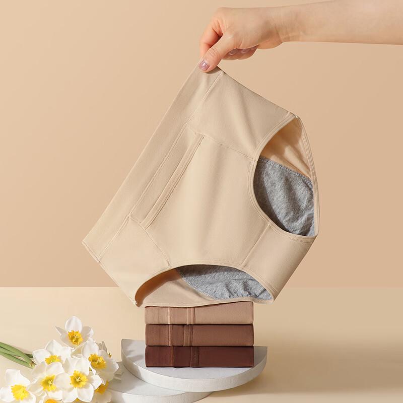 Langsha Women's High-Waist Pure Cotton Anti-Leak Period Panties (3-Pack)