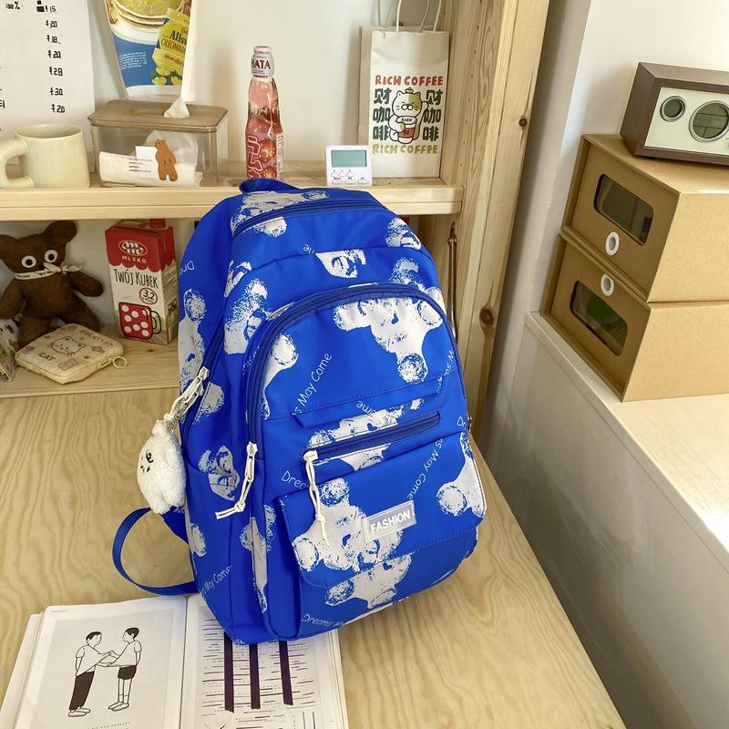 Today's Popular Junior High School and High School Students Cute Printed Bear Backpack Large Capacity College Student Backpack