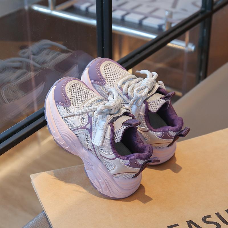 Kids Running Shoes Mesh Breathable Girls Sneakers Non-slip Thick Soft Sole 2025 New Children Sports Shoes Mesh Breathable Trendy