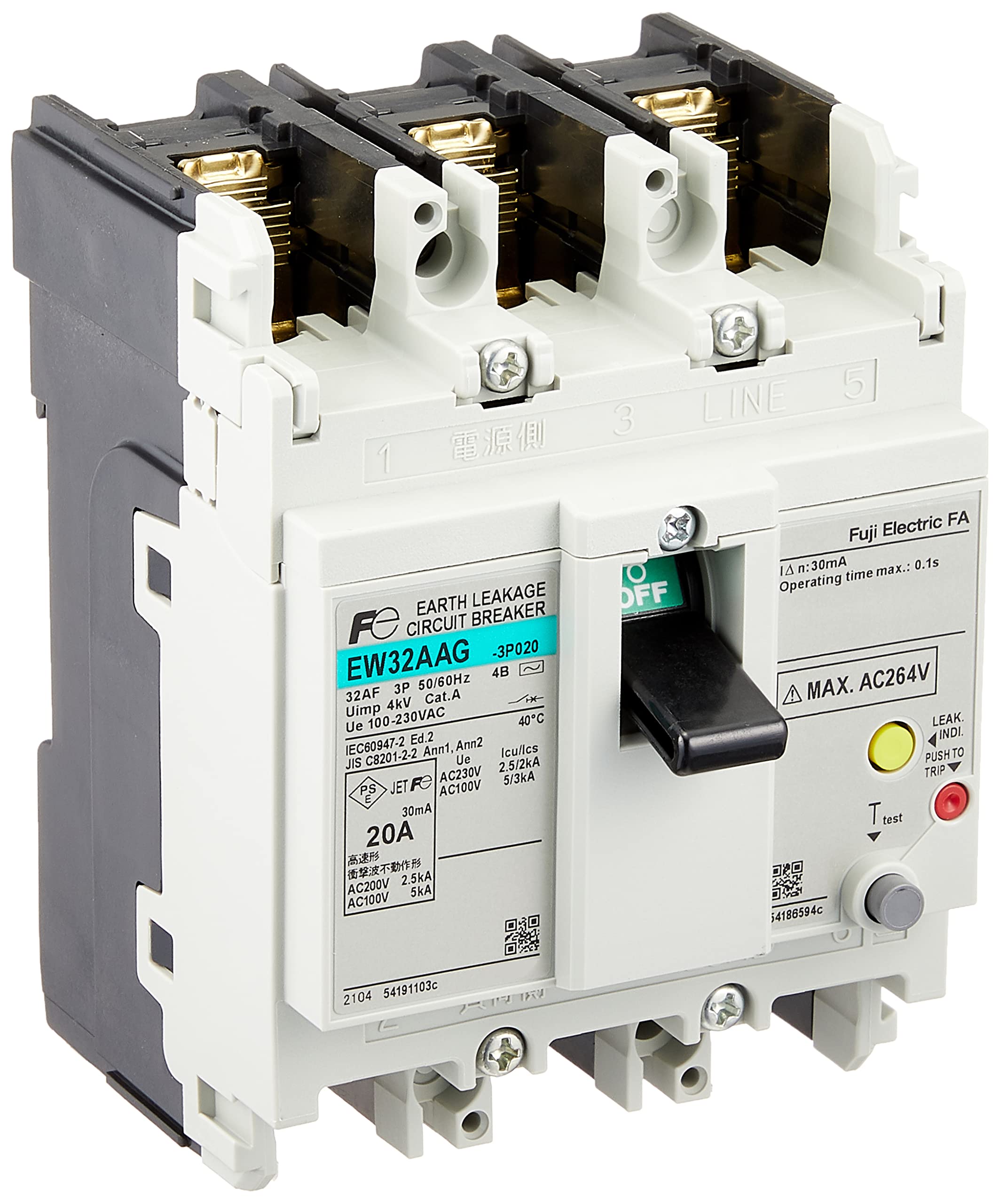 

Fuji Electric Equipment Control G-TWIN EW32AAG-3P020B 4B Circuit Breaker for General Wiring, JIS Exclusive Product, 20A