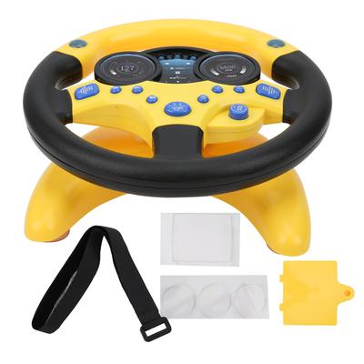 Children Simulated Driving Steering Wheel Toy Educational Sounding Toy with Music EnglishYellow