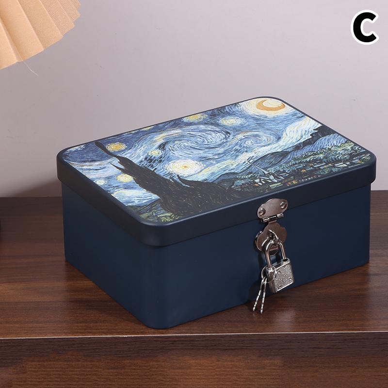 1Pc Lockable Storage Box Desktop Home Use Tinplate Can Money Box For Kids Waterproof Portable Secret Safe Box