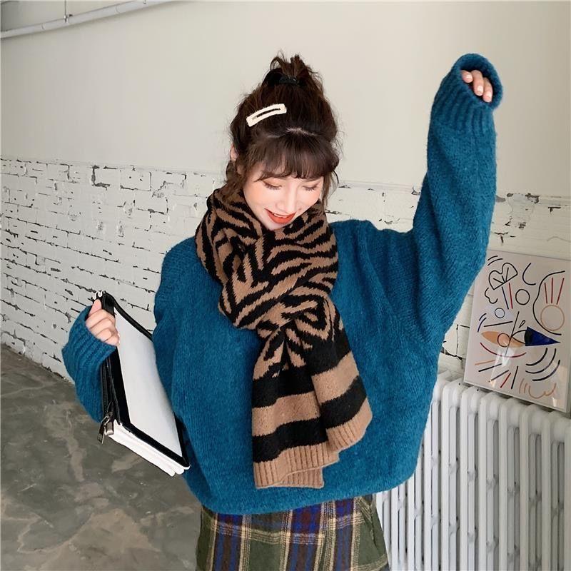 

Женский ретро зимний шарф в корейском стиле, универсальный, утолщенный, вязаный, теплый, для студентов, парный, в одном стиле, грелка для шеи