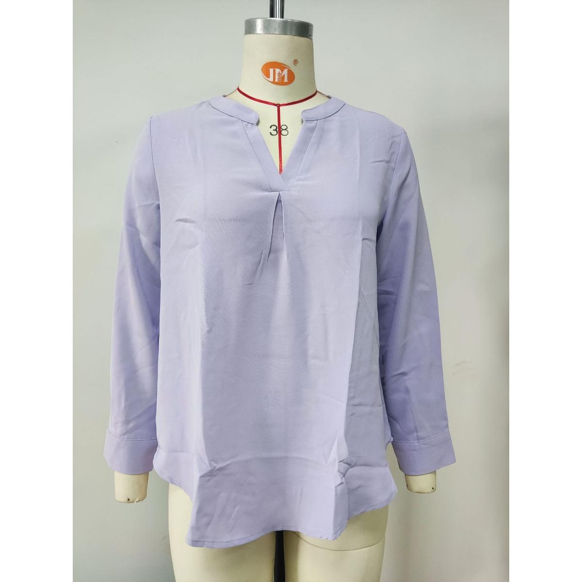 

Autumn Winter Women s Solid Color Chiffon Blouse, Loose V-Neck Long Sleeve Pullover Casual Shirt, European American Style Ladies Fashion Top XXL