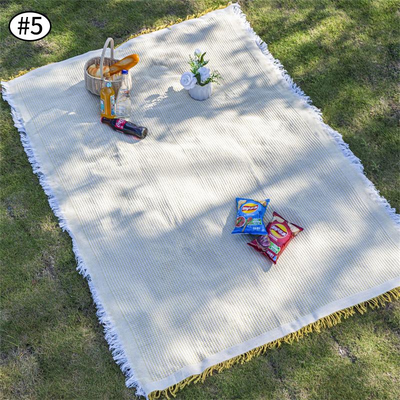 

Вязаный плед для пикника, белый коврик для пикника, одеяла для дивана с кисточками, коврик для палатки, напольное одеяло для кемпинга, пляжный декор для дома S 90X90cm