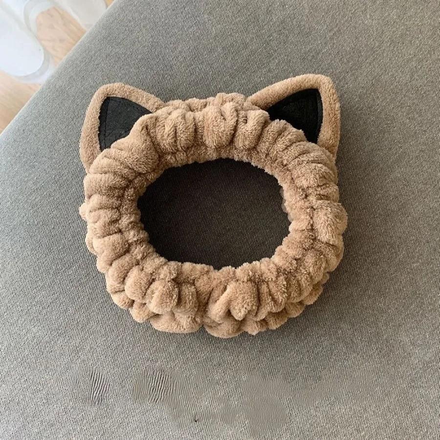 

Плюшевая повязка на голову Sweet Face Wash Makeup Трехмерная плюшевая повязка на голову хаки