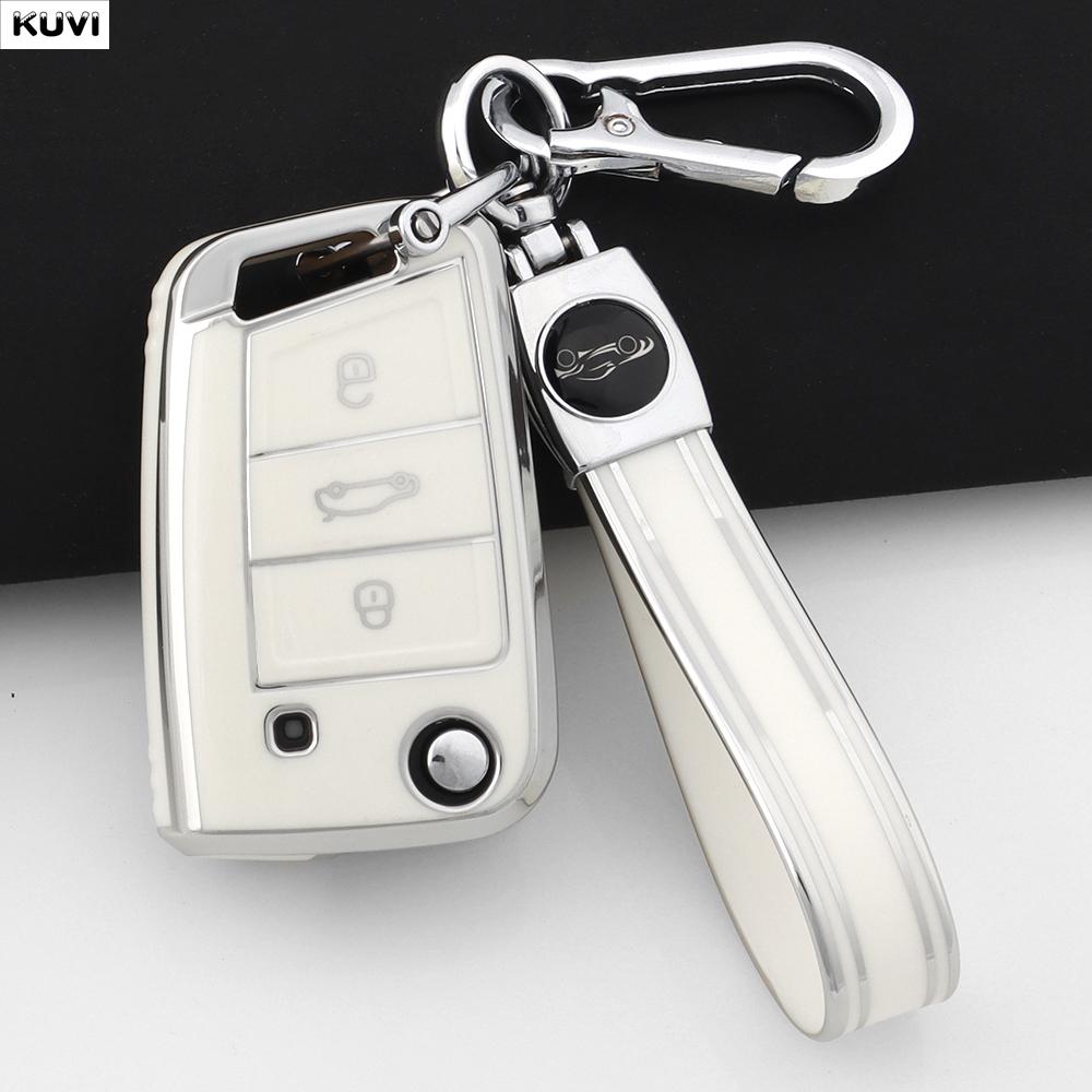 Soft TPU Car Key Case Cover For 3 4 Buttons VW Volkswagen Golf 7 MK7 Tiguan MK2 For SEAT Ateca Leon FR 2 Ibiza For Skoda Octavia