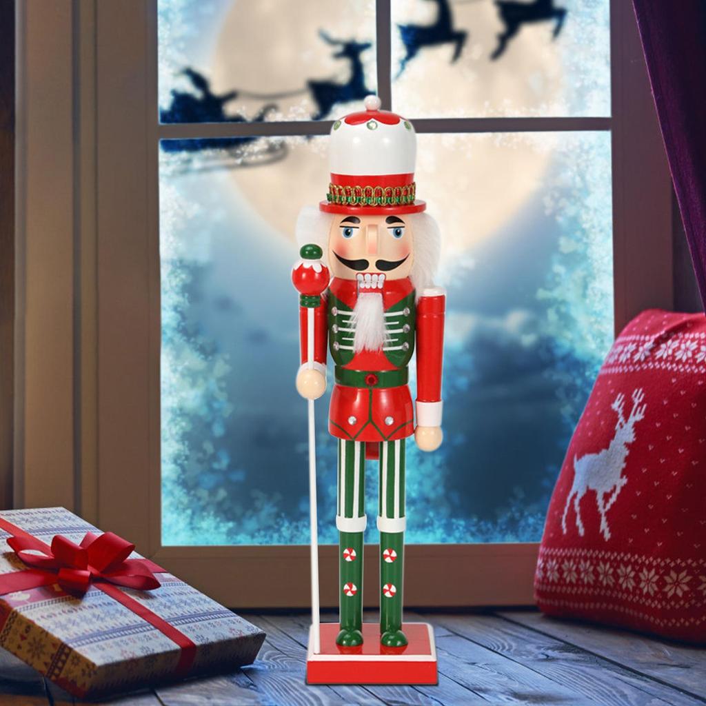 Nutcracker Christmas Ornaments Seasonal Pendants Wooden Nutcracker Figurine For Bedroom Living Room Fireplace Bookshelf Holiday