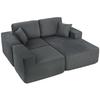 Modular Corner Sofa, L-Shaped Sofa Bed with Deep Seat, Wide Armrests, 2 Cushions, Dark Grey