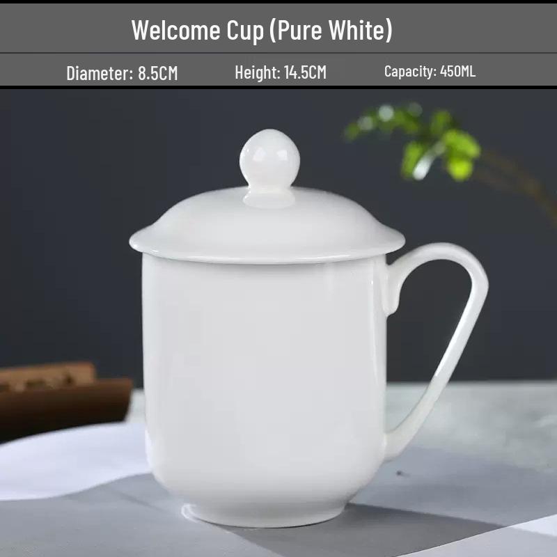 Gold Painted Jingdezhen Ceramic Cup with Lid - High Temp Bone China Tea Cup for Business Meetings and Home