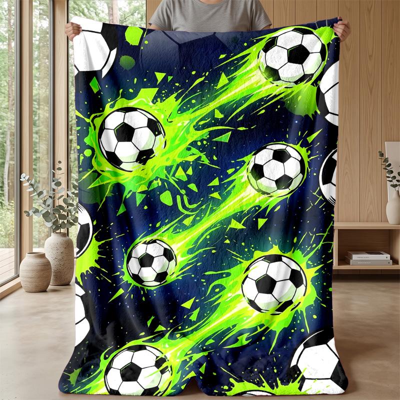 Soccer Ball Splash Art 2 Theme blanket Lightweight Warm Flannel Blanket Decorative Throw Blanket for Home Decoration