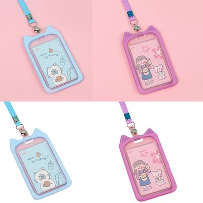 Silicone Cat Ear Badge Holder with Lanyard for Women Lady Girl Work Office Nurse Student Teacher
