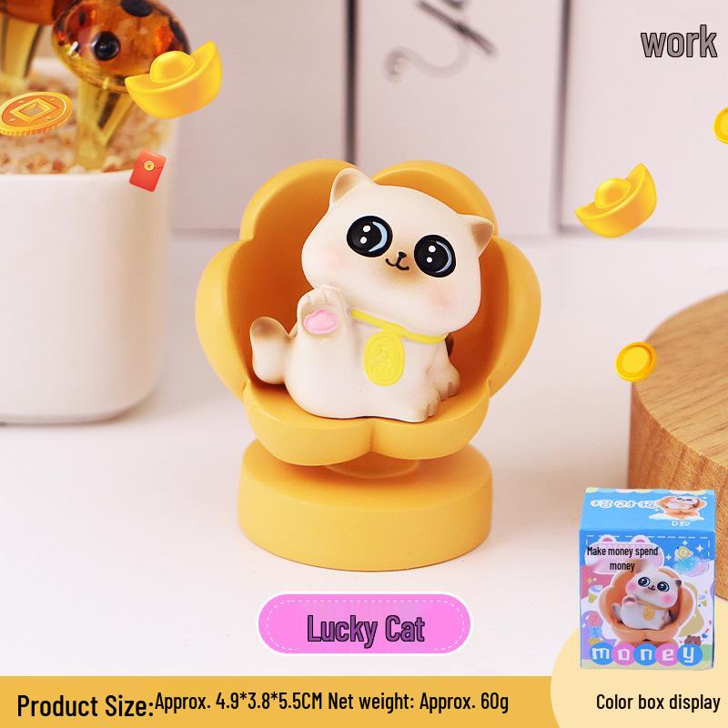 Rotatable Money Tree Ornaments: Cute Capybara Frog Desk Decoration, Creative Decompression Birthday Gift