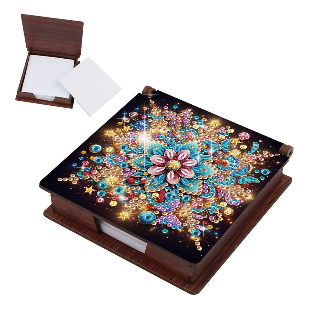 Wood Animals Gem Painting Memo Pad Holder Mosaic Kit Rhinestones Post It Dispenser Diamond Art Note Box with 160 Sheets of Paper