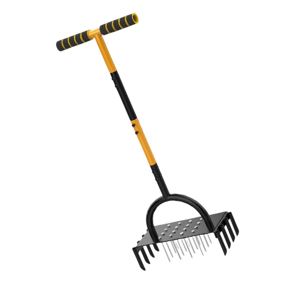 Gartenlüfter mit T-Griff und 16 Kohlenstoffstahl-Spikes Rasenlüfter für den Heimgebrauch Effizient