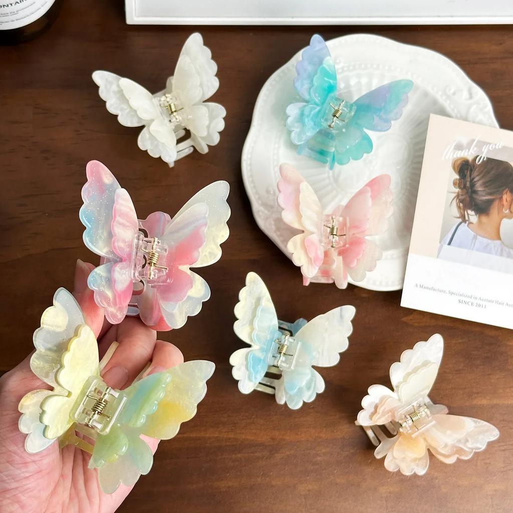 Fee Schmetterling Haarklammer Acetat Krebs Haarspange Sommer Süße Prinzessin Neu Hai-Klammer für Frauen Mädchen Haarnadel Haaraccessoires