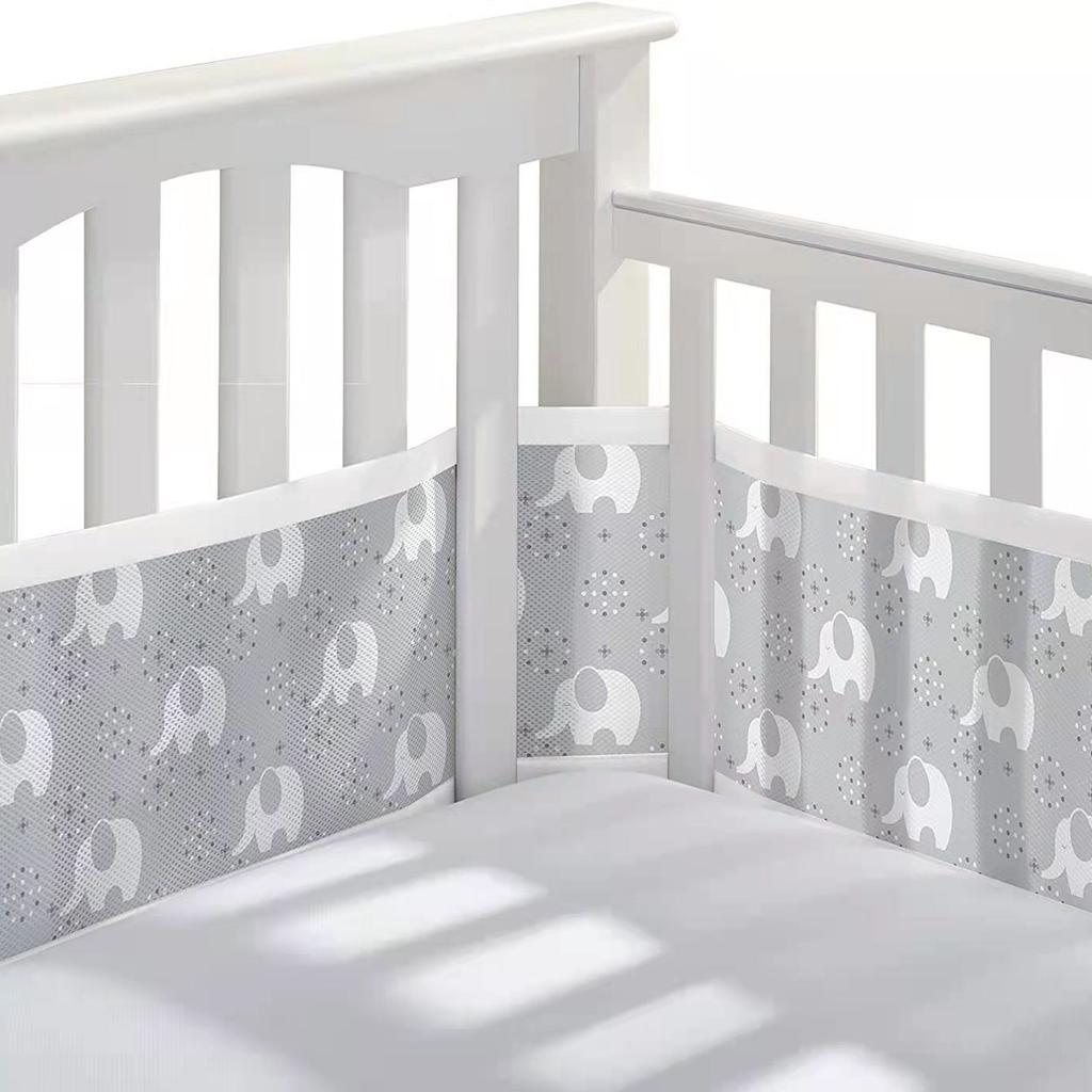 Breathable Mesh Crib Liner for Standard-Size Cribs (1 Panel 340x30 cm + 1 Panel 160x30 cm)
