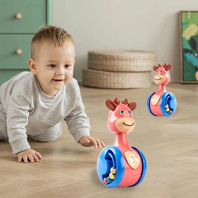 Sliding Deer Infant Tumbler Rattle Educational Education Playthings Newborn Teether Infant Hand Bell Mobile Press Squeaky Roly-Poly Toy