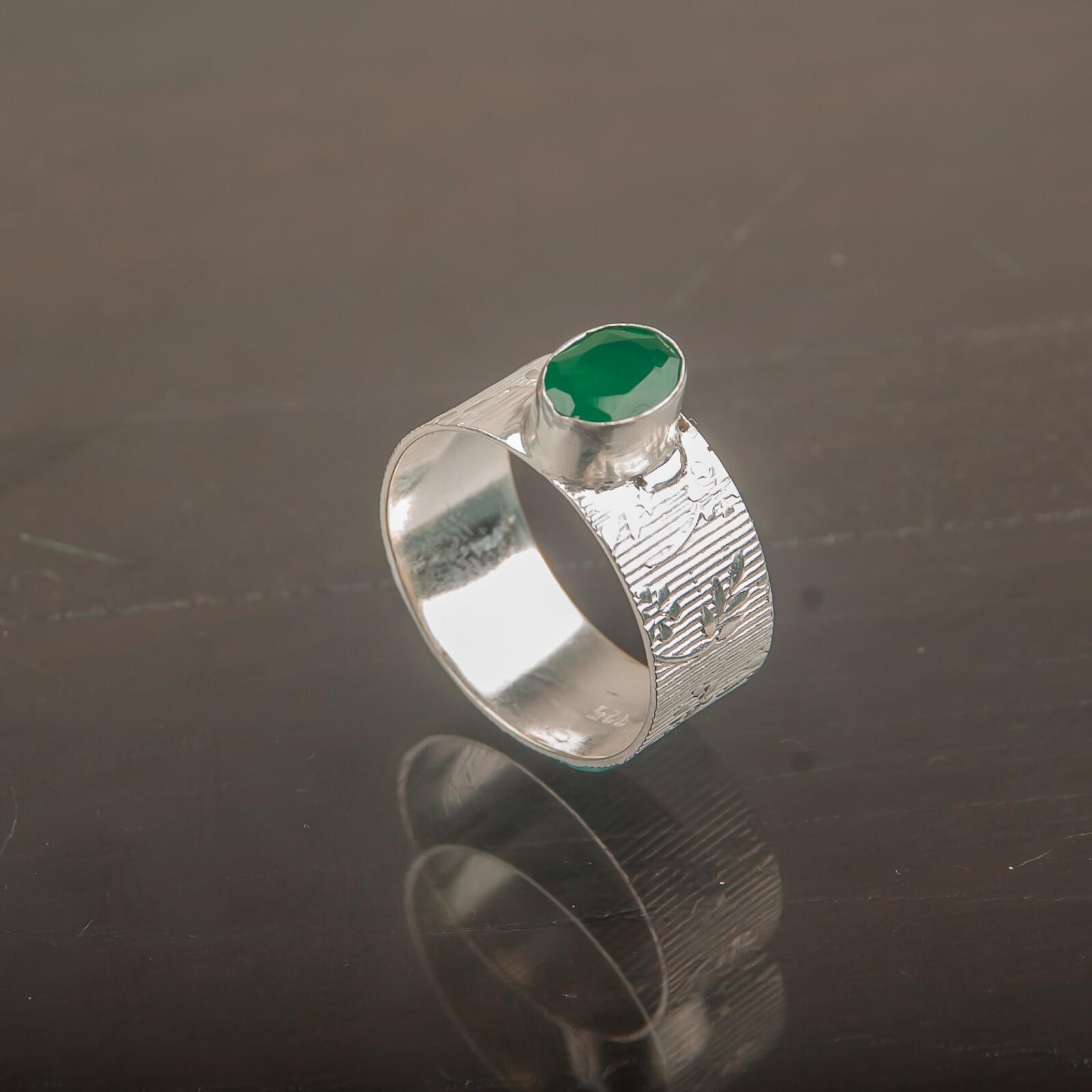 

Зеленый Оникс Драгоценный Камень Серебро 925 пробы Ювелирные Изделия Ручной Работы Кольцо для Подарка на День Рождения RR-3-14 13