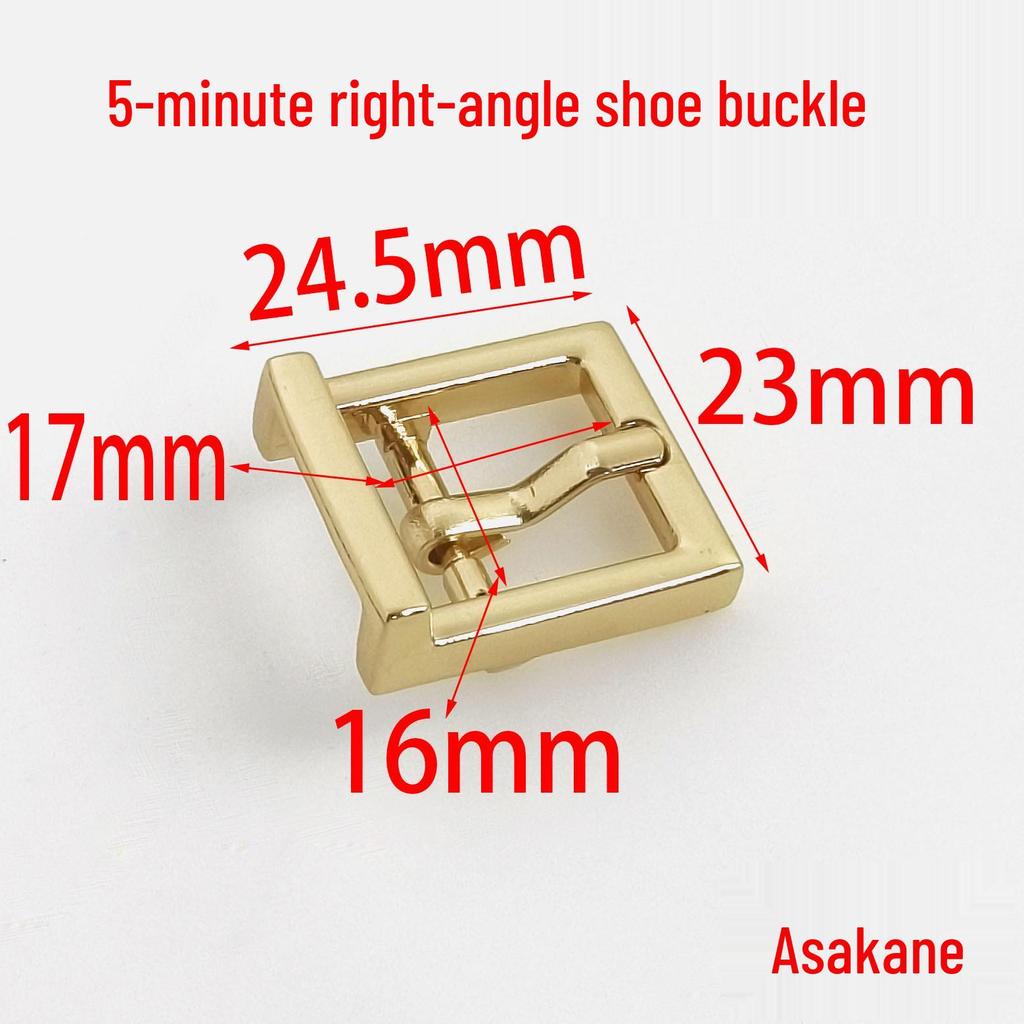 16MM Right Angle Leather Buckle for Shoe, Bag, and Pet Decoration