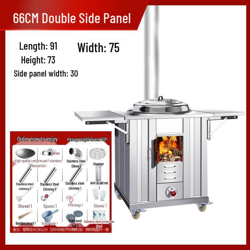 Portable Stainless Steel Wood Stove for Outdoor Cooking