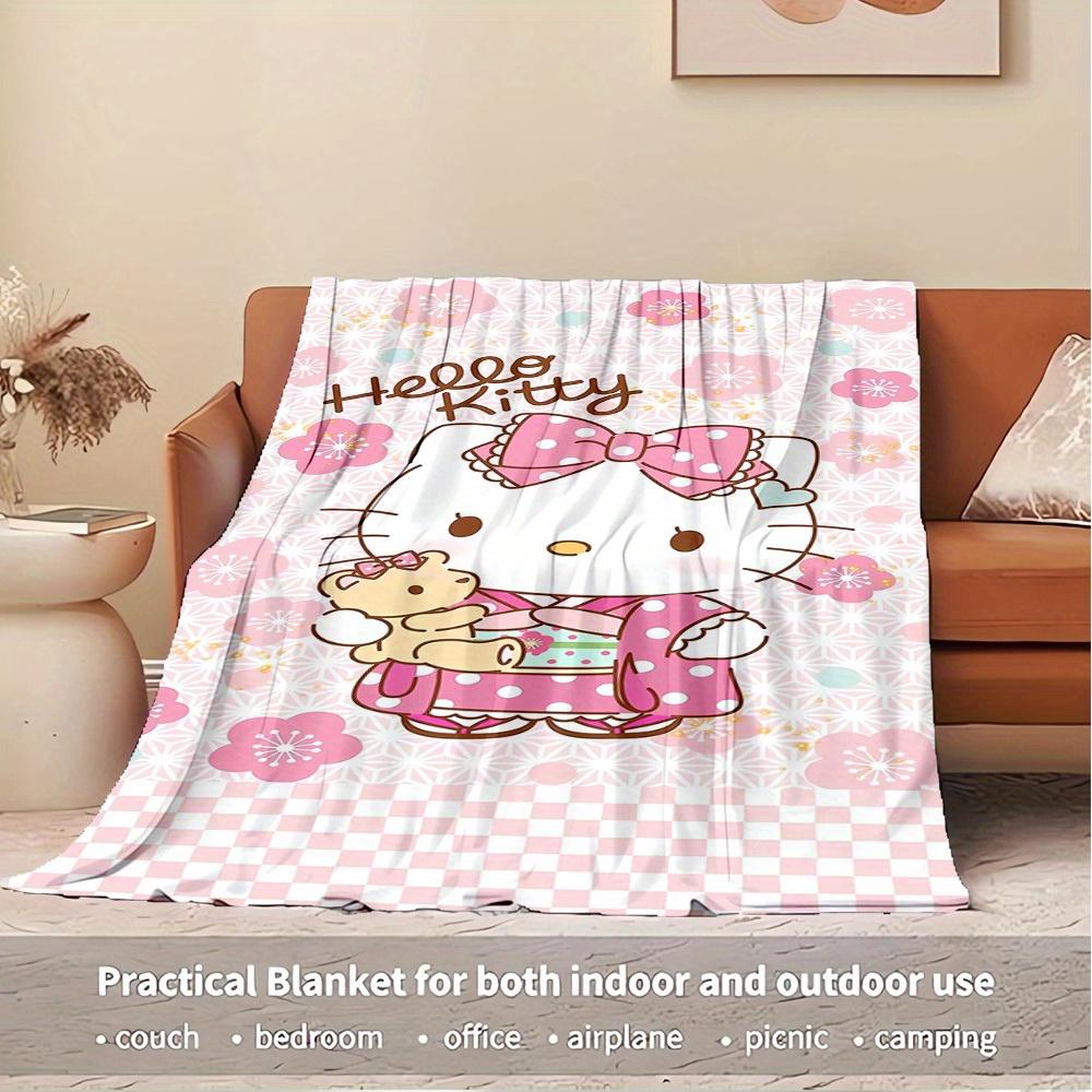 1pc Hello Kitty Themed Home Flannel Blanket - Seasonal Universal Comfortable Washable Gift for All Ages, Suitable for All Family, Available