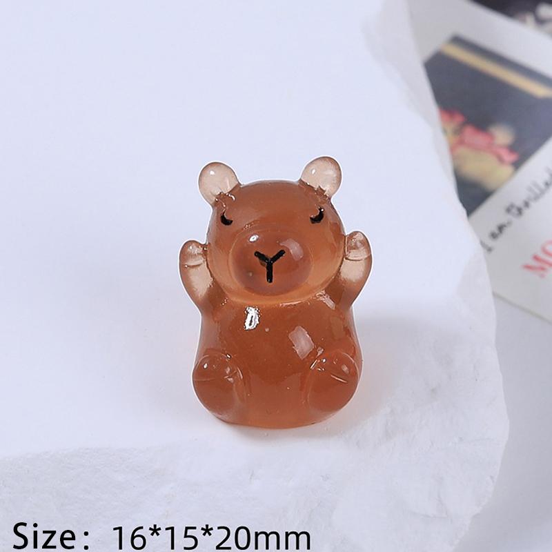 Luminous Mini Capybara Resin Miniature Figurine Glow At Night Fairy Garden Decoration Diy Ornament Cute Desk Decoration