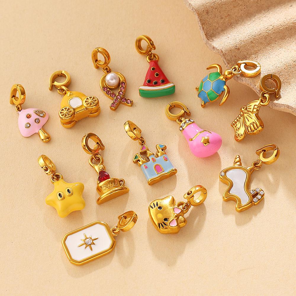 Fashion summer seaside wind DIY castle mushroom multi-element bikini buckle pendant cute enamel accessories