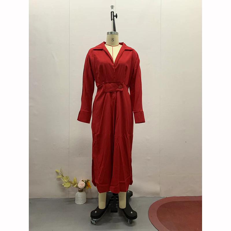 European  American Women's Blue Dress Elegant Temperament Spring Summer Commuter Long Sleeved