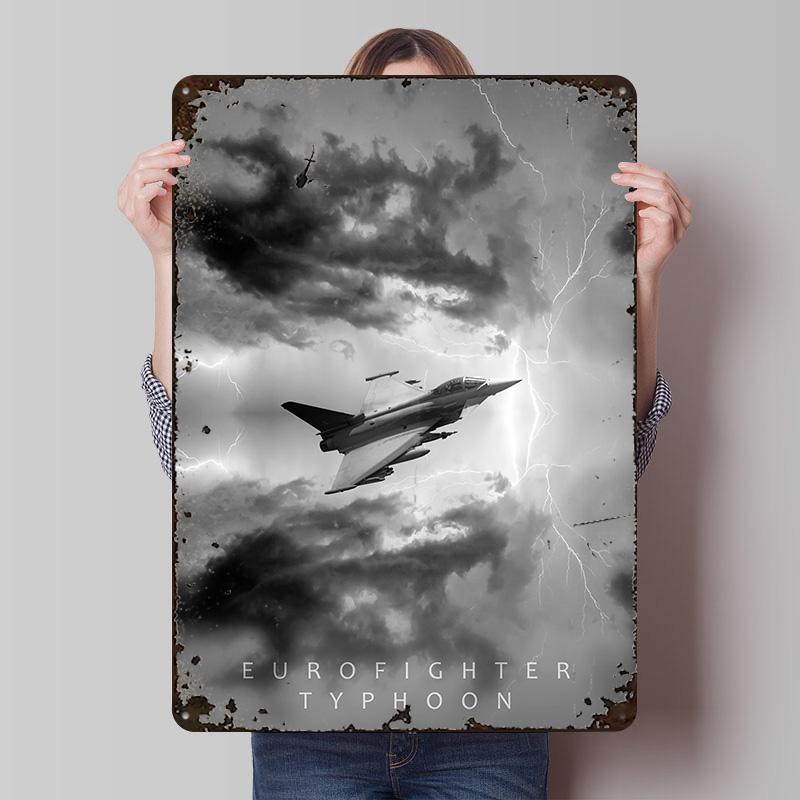 

Eurofighter Military Poster Customized Wall Art Vintage Metal Signs Retro Tin Plaque for Man Cave House Room Accessories Bar 20x30cm（7.8x11.8inch）