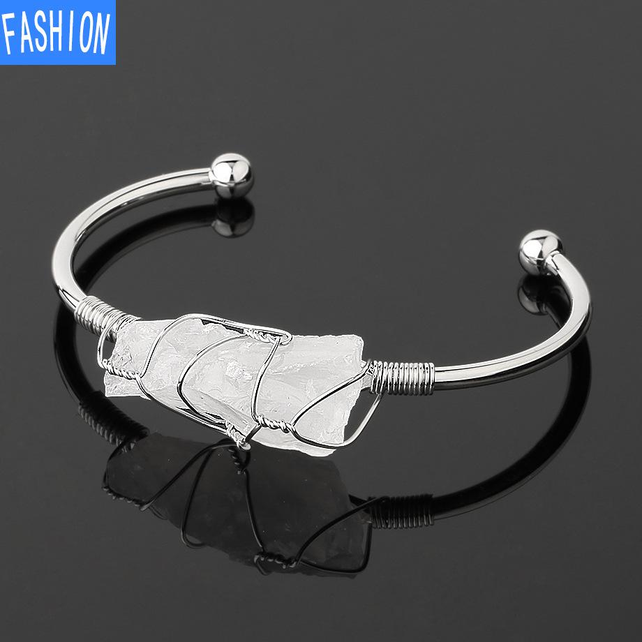 Natural Crystal Bangle Large Irregular Crystal Winding Bracelet Women Jewelry Gift