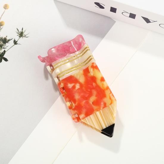Hair Clip Pencil Shape Acetic Acid Back Head Hair Claw Anti-slip Teeth Lightweight Colorfast Large Shark Hair