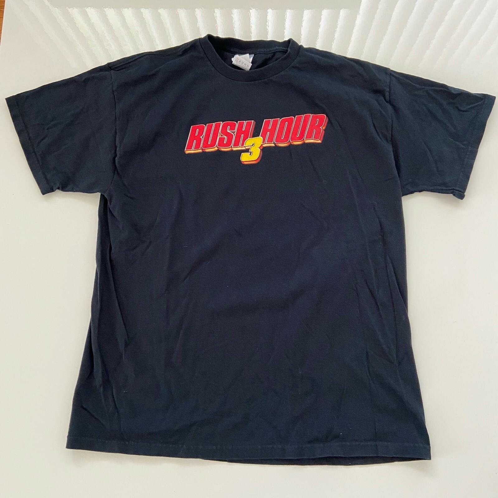 Vintage Rush Hour 3 T-Shirt Mens XL Black Jackie Chan Movie Promo Tour Y2K Tee Unisex T-Shirt M